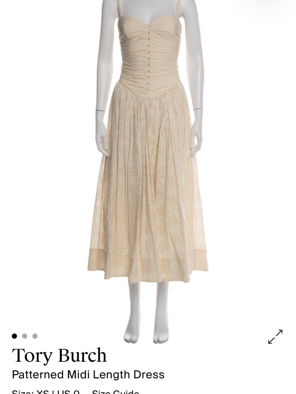 Tory Burch Broderie Anglaise Hook And Eye Dress 0